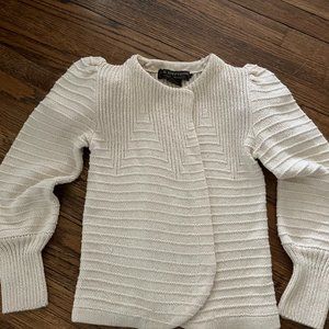 handknit cottagecore puff sleeve silk mix ivory cardigan-jac